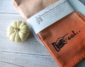 Rustic Cottage // Cloth Table Napkins //  Ombre Orange // EAT Decor // Primitive Rustic Dinner Napkin // Set of 6 // Hand Printed