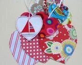 Red Hearts Garland, Bridal Shower, Wedding, Birthday or Child's Room, double-sided fabric