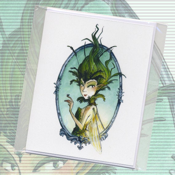 A Grass Sprite - Whimsical Fairy Greeting Card