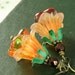 Pumpkin Orange Flower Earrings Pumpkin Flower Earrings Green Orange Earrings Orange Halloween Earrings Fall Earrings Autumn Earrings