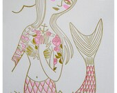 Land and Sea Limited Edition Letterpress Mermaid Print