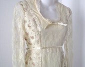 Floral Maxi Dress with Lace Prairie BOHO Style Small Extra Small