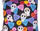 SALE 20% Off Day of the Dead Pillow Sugar Skulls-Papel Picado Mexican Home Decor