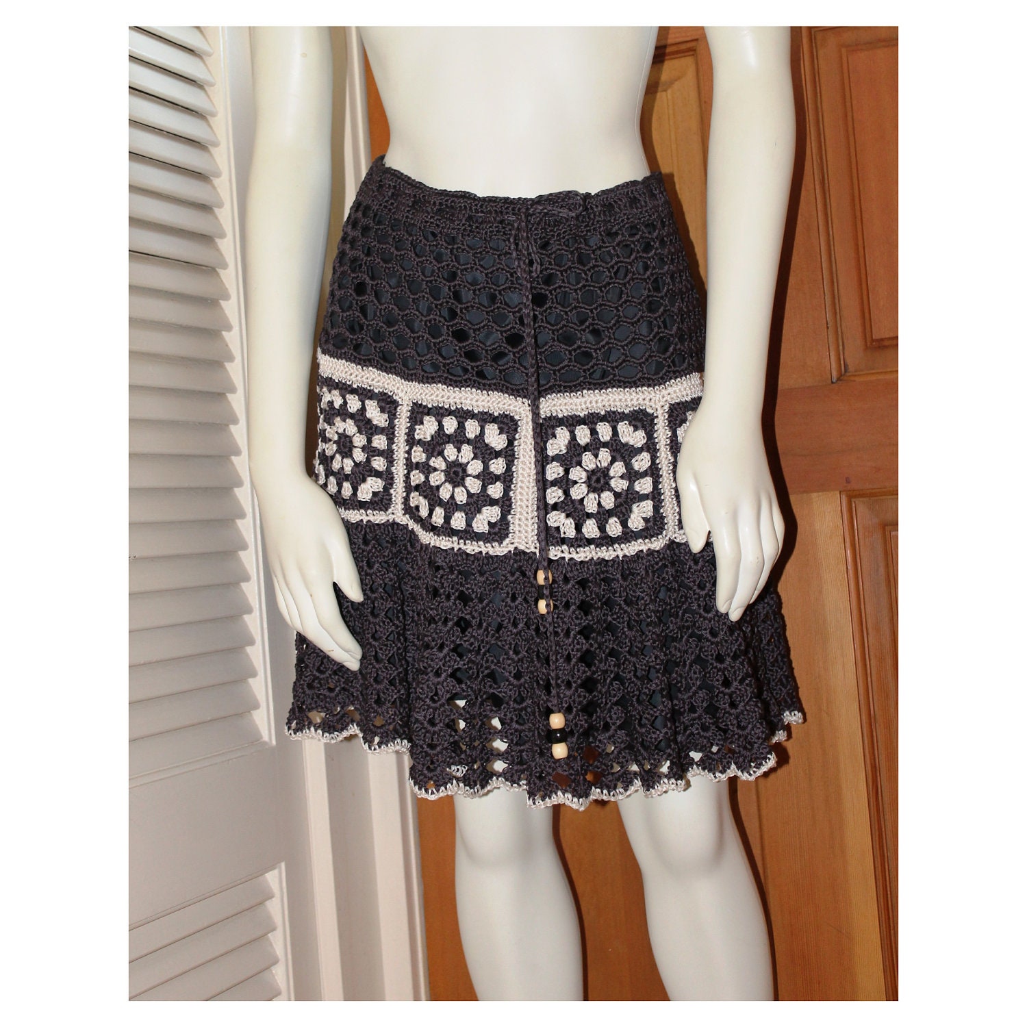 Crochet Crochet Skirt: Granny Square Ruffled Lined Skirt or Capelet - Custom Sizes & Colors  'LillyAnn'