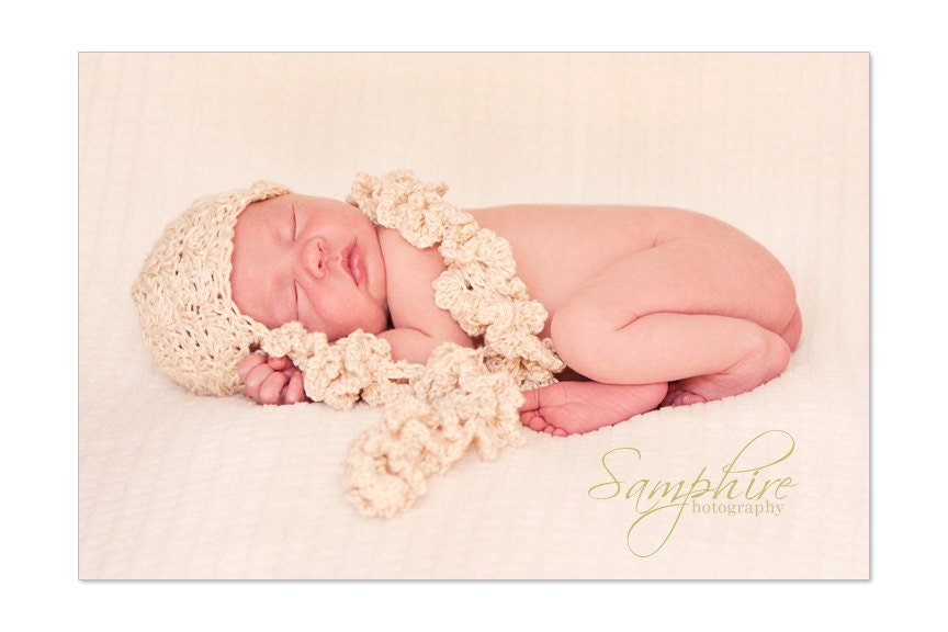 Vintage Lace Look Crocheted Infant Newborn Baby Hat-Photo Prop
