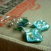 Green Dichroic Earrings on Sterling . Fused Emerald Glass . Killarney