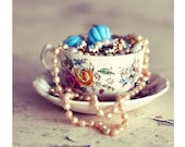 Still Life Teacup Photograph, Cup of Jewels, 8x8 Print, Tea Cup Photo, Shabby Chic, Romantic Photo