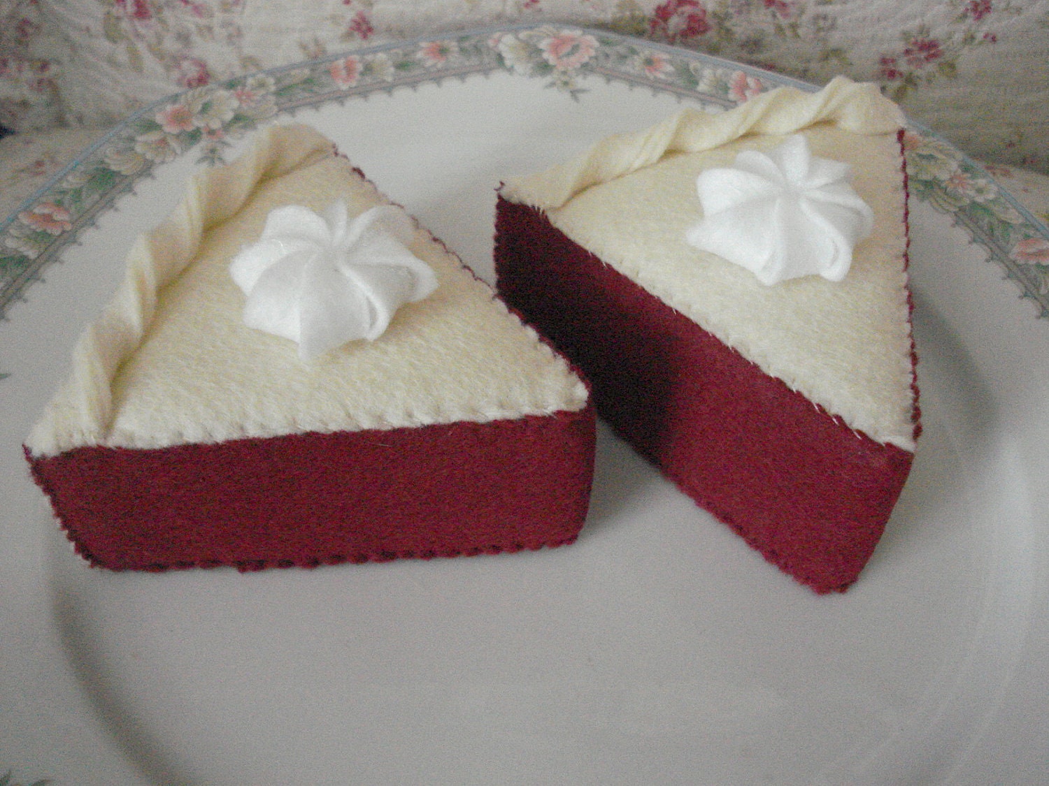 Felt Red Velvet Cake Slices Play Food
