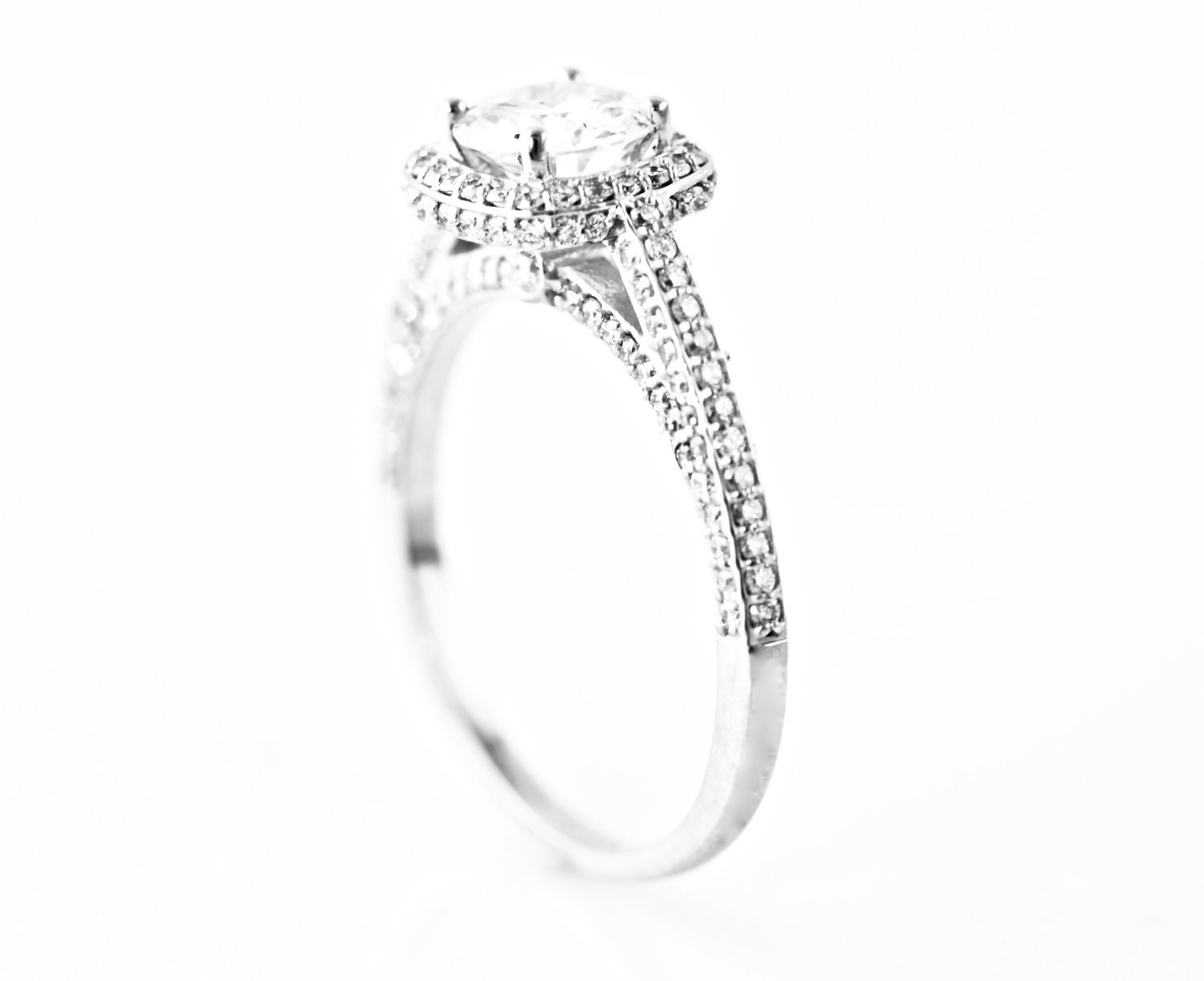 14K Moissanite Engagement Ring Diamond Halo Moissanite Ring Lab Diamond Alternative Conflict Free Custom