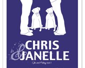 Personalized Wedding Gift, Couples Silhouette, with ONE or TWO dogs - 11x14