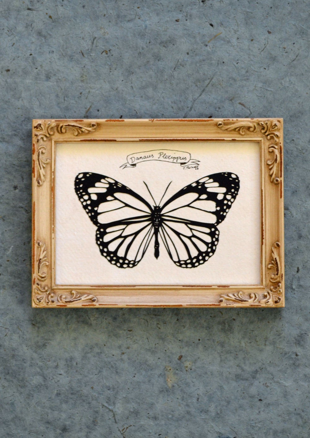 Monarch Butterfly - Hand-Cut Silhouette Papercut, Framed
