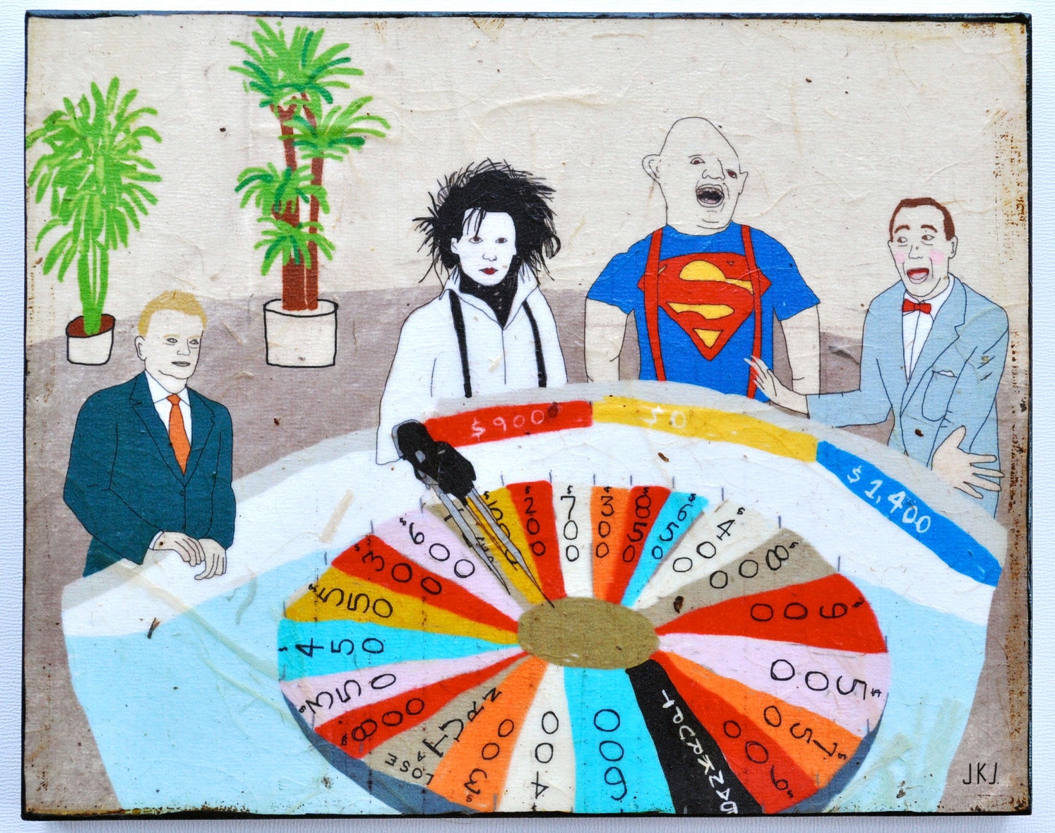 Wheel of Fortune- mixed media print on wood