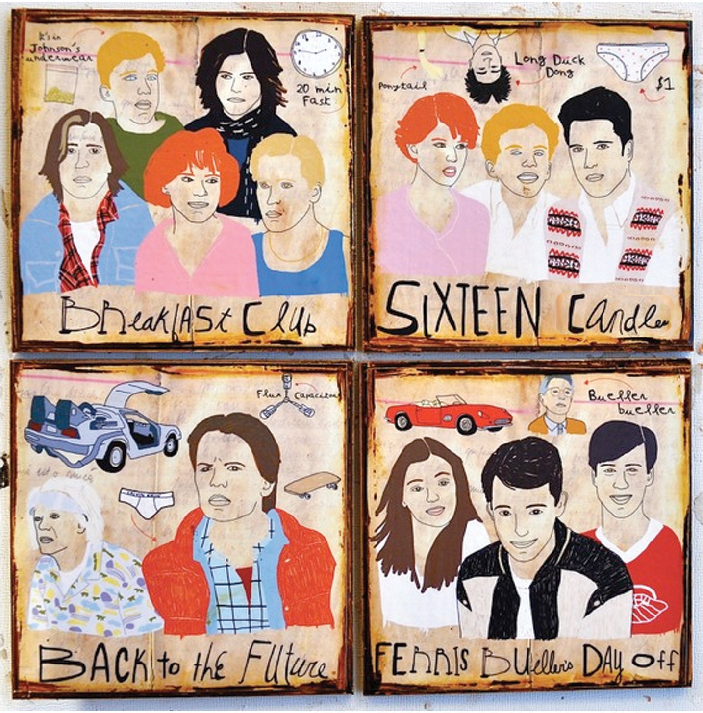 Sweet 80's Movies- set of 4 coasters