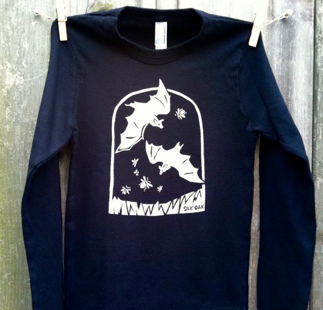 Halloween Bats with Fireflies Adult Unisex LS Tee