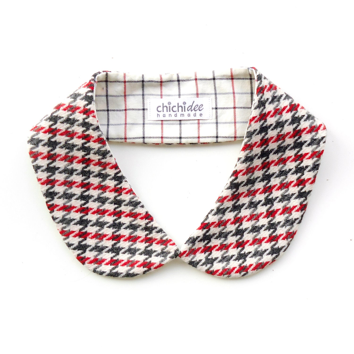 Peter Pan Collar Wool Houndstooth