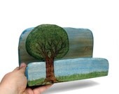 Name Plate Office Letter Holder Organizer Natural Wooden Caddy Pencil Holder by Tanja Sova