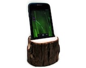 Rustic Natural Bark Cypress Log Wooden Smartphone or iPhone Holder Deck Stand by Tanja Sova