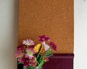 French Country Wood  Shelf Cork Board Mason Jar Message  Center Worn Eggplant Grape  Color