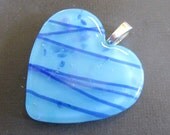 Blue Heart Pendant, Casual Heart Jewelry  - Embrace - 3959 -2