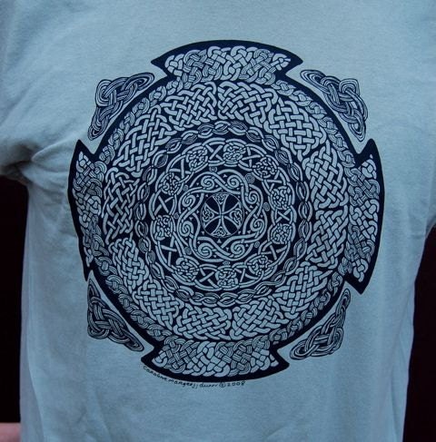 Durrow Knotwork Celtic Mandala Green Tshirt Sm M L XL 2X