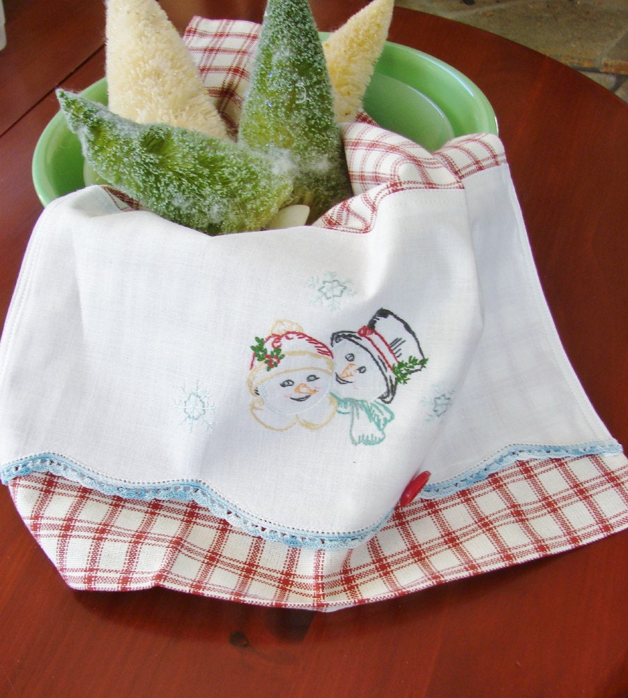 Vintage Touch Tea Towel Mr.Mrs Flake - Vintage Recycled to Upcycled Homespun Home Decor