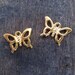 2 TierraCast Retro Butterfly Charms or Pendants - Bright Gold Plated - USA Made