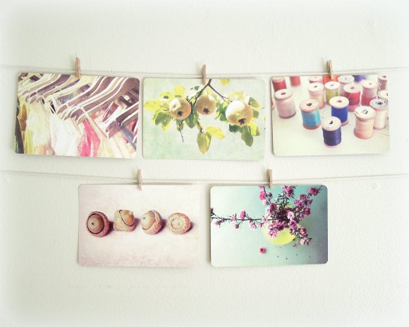 Postcard Set - Sunshiny days - Hostess gift - Set of 5 Fine Art Photo Postcards stationary whimsical art Fine Art Photography 4x6