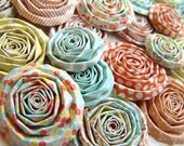 Tangerine paper flowers set of 25 handmade blooms MME yellow orange green aqua