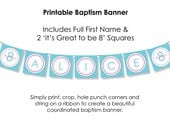 Personalized LDS Baptism Printable Banner - Raspberry/Tiffany Blue
