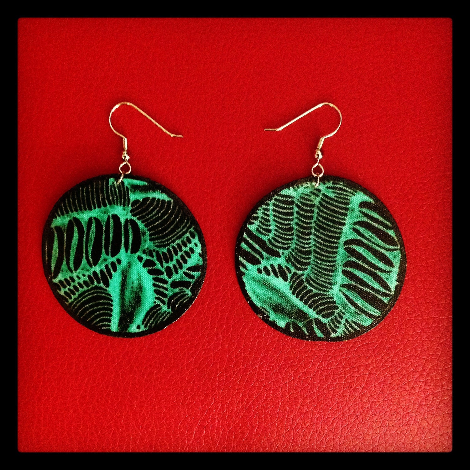 Turquoise waterproof fabric earrings