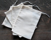 100 5x7 Cotton Muslin Natural Drawstring Bags
