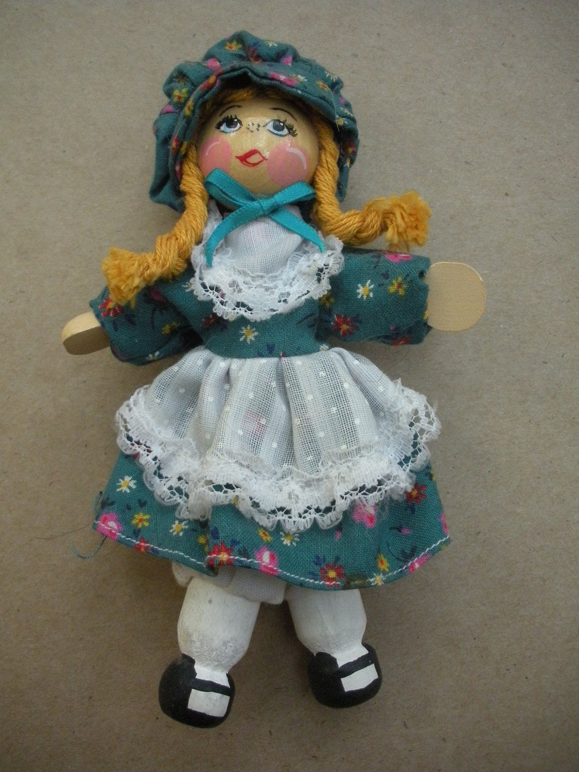 Vintage Fancy Girl Clothespin Doll  Clothes Pin Doll