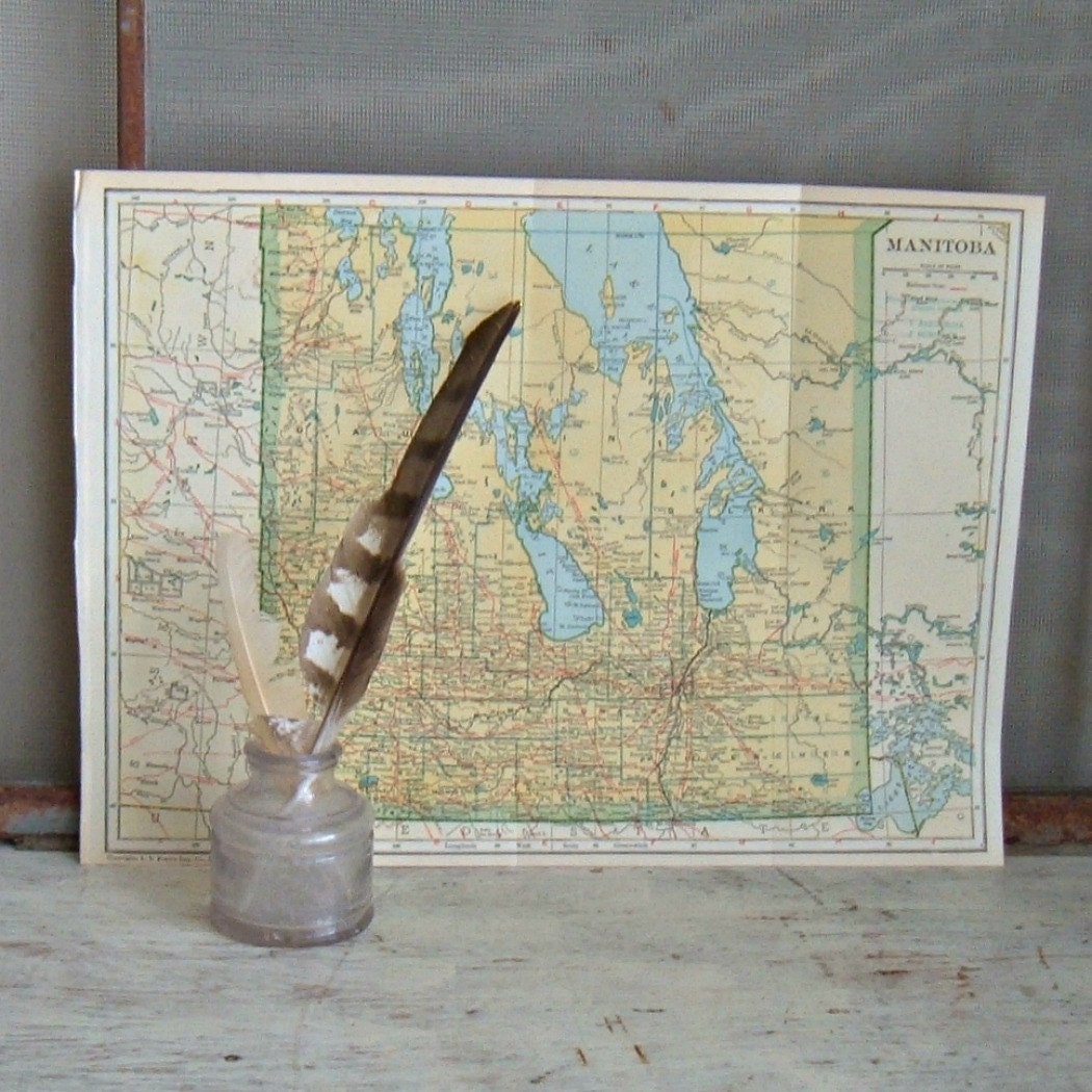 vintage map Manitoba 1921