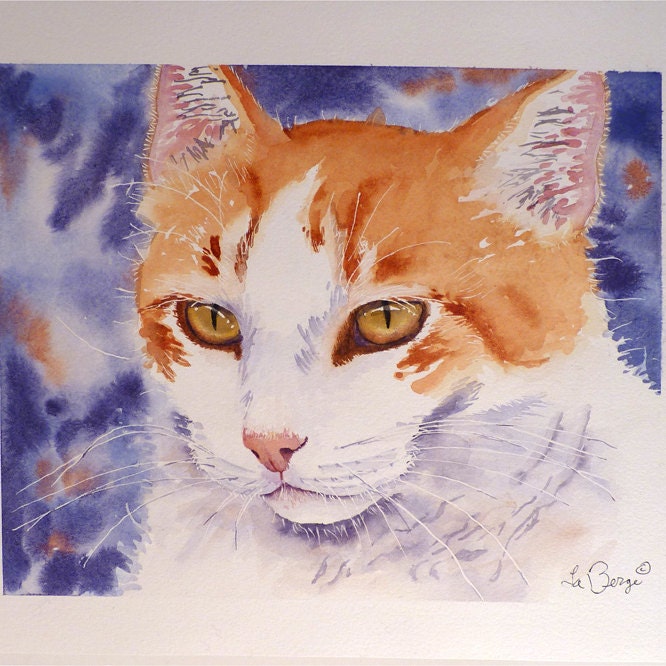 Custom Pet Portrait Watercolor Painting Original Commissioned Painting from your Photos 8 x 10 Under 60