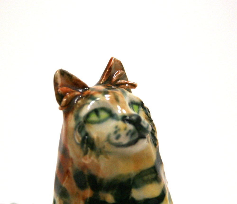 cat figurine - Garden tiger - porcelain figurine