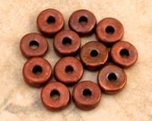 Greek Ceramic Round Washer Beads 6 mm Bronze Patina 12 Pieces M107