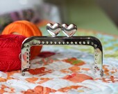 Silver 3" Metal Coin Purse Frame Handle Heart