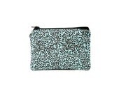 Mini Zipper Pouch / Pretty Camera Bag in Delicate Blue and Brown Leaf