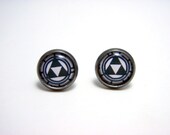 Triforce Studs - Legend of Zelda - Small black and white monotone Nintendo Triforce post earrings SMALL - Geek Chic Gamer
