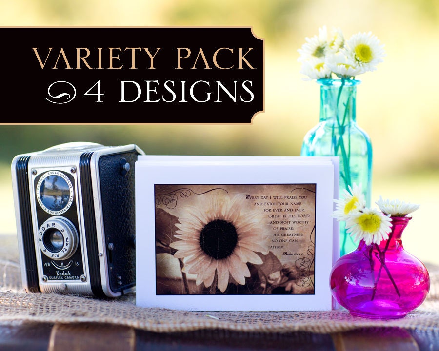 Inspirational Stationery . Christian Stationery . Religious Stationery . Scripture Art PSALMS NOTE CARDS set of 8 variety pack