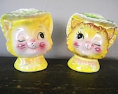 Vintage Enesco Winking Kitty Salt and Pepper Shakers