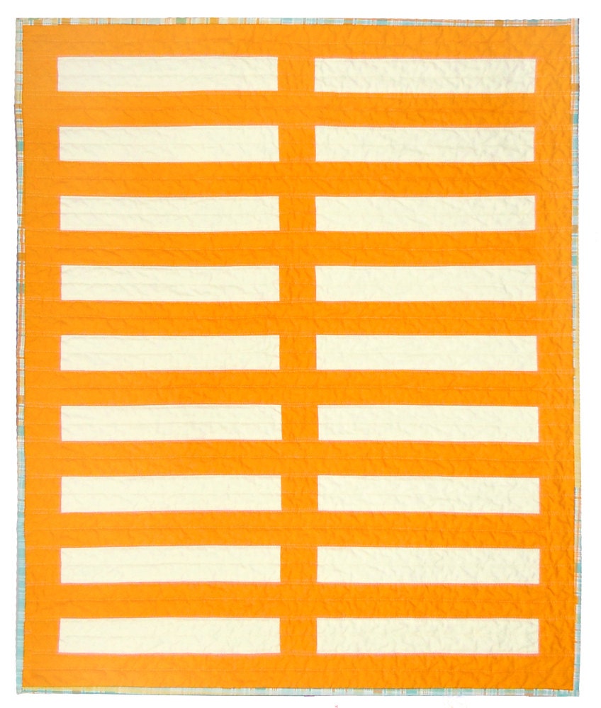 Modern Crib Quilt - Creamsicle Bricks