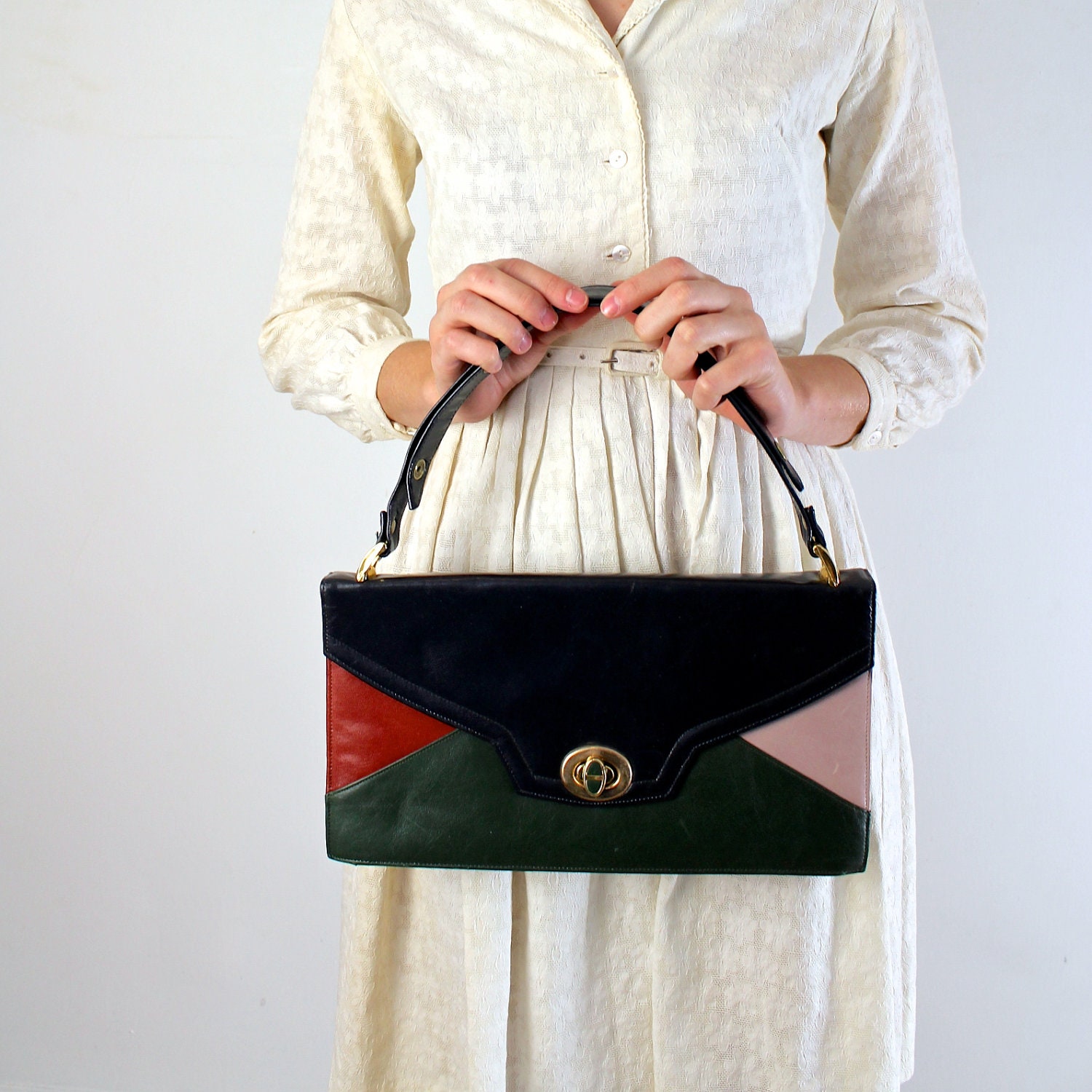 1960s Handbag / Vintage Colorblock Purse