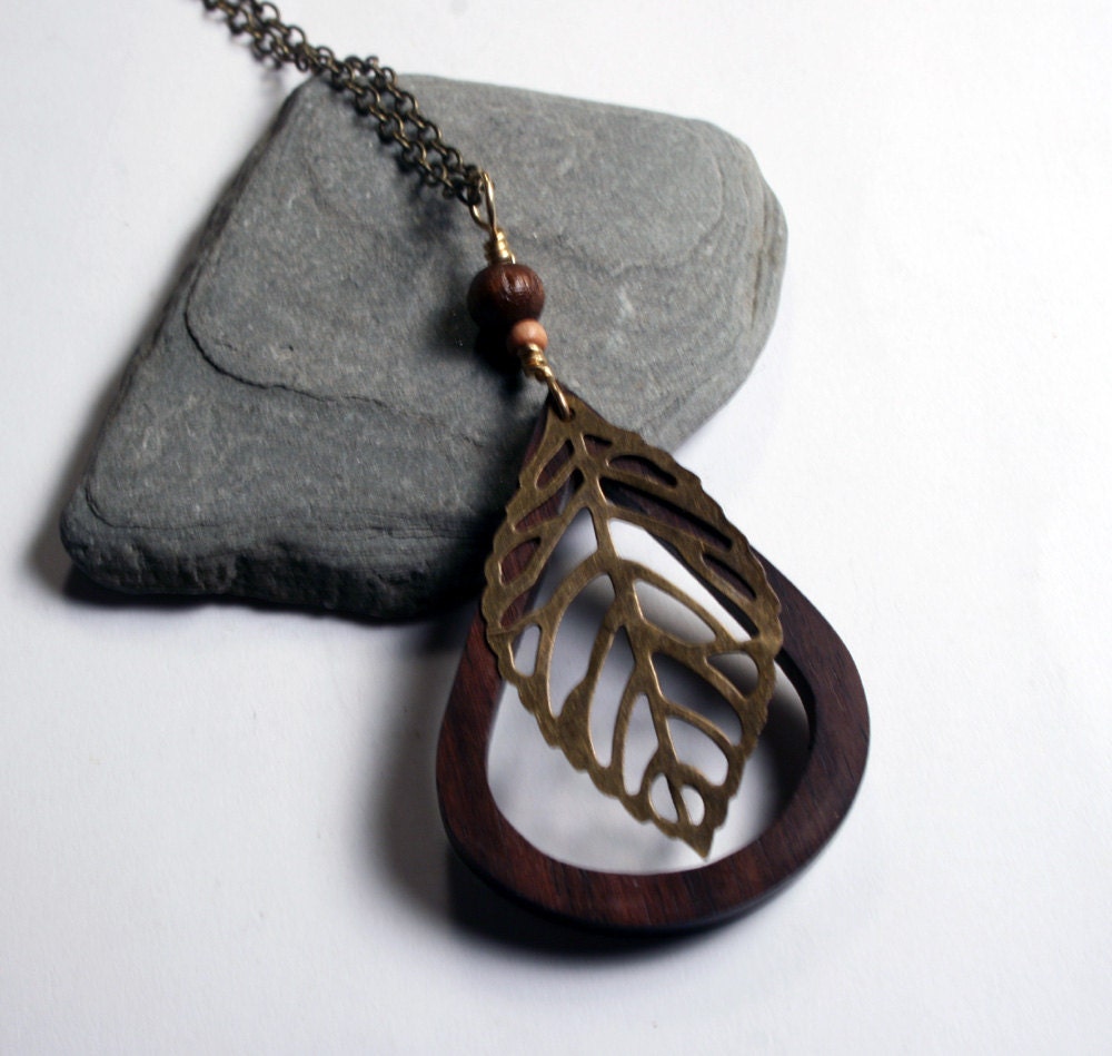 Leaf Necklace - Teardrop Pendant Necklace