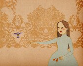 Hummingbird Delux art print of original drawing