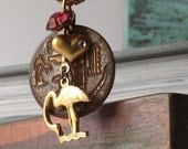 Florida Flamingo Medicine: A Vintage Layered Charm Necklace