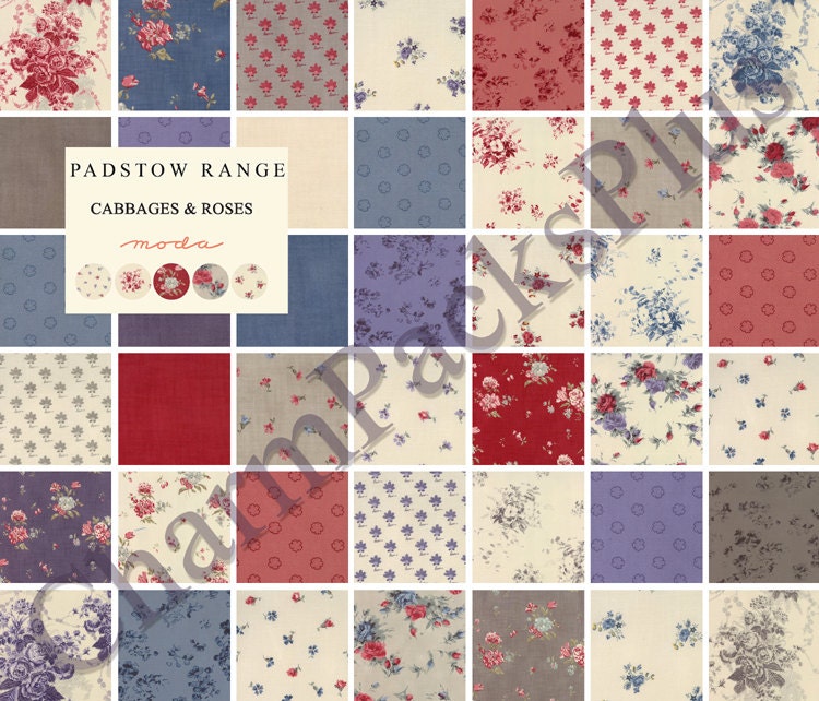 Moda PADSTOW RANGE Charm Pack - Five Inch Quilt Fabric Squares Blocks Kit