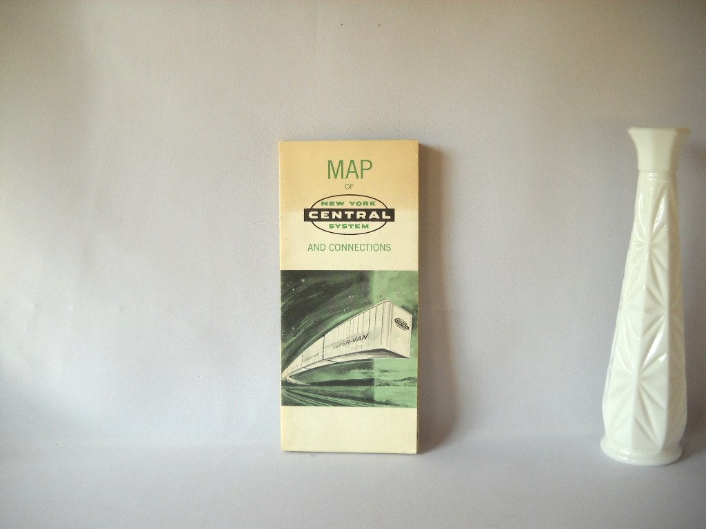 Vintage Map Railroad Map Paper Ephemera New York Central USA Map Railroadiana
