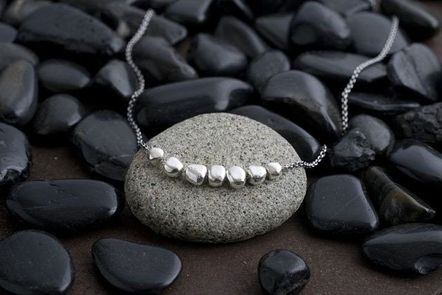 7 pebbles sterling necklace