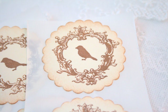 Wedding Stickers Favor Sticker Seals Vintage Bird